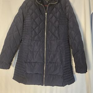 Jones New York Navy Quilted Puffer Jacket